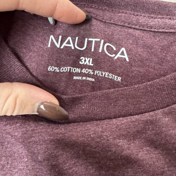 Nautica Performance Mens Maroon T-Shirt Large Crew Neck Long Sleeve 3XL - Picture 3 of 5